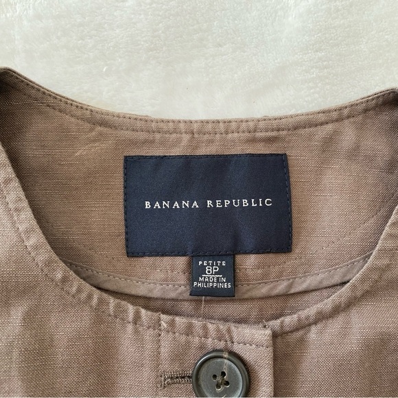 Banana Republic Brown Button Down Jacket Size 8 Petite - Picture 4 of 7